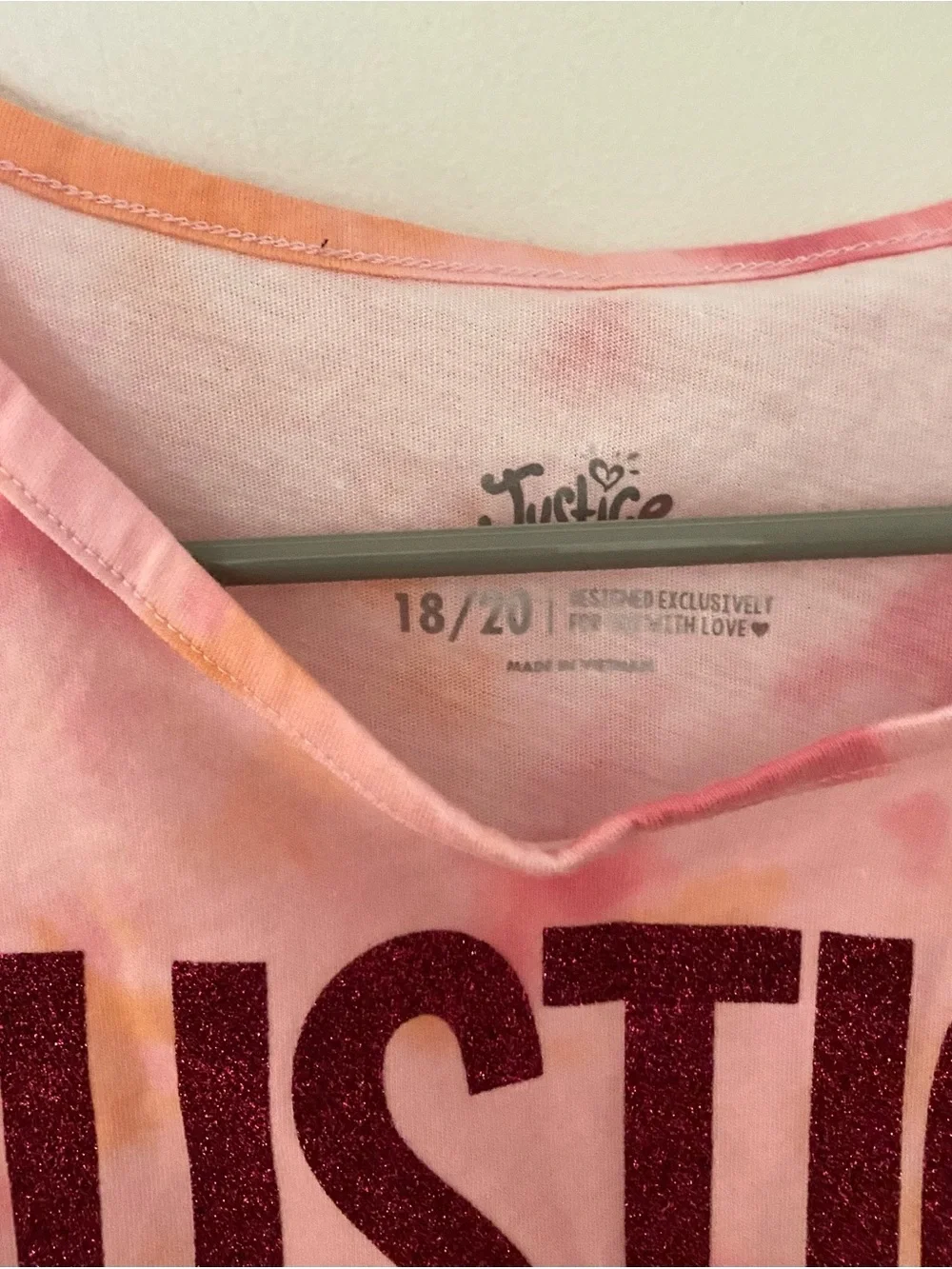 Justice Pink and Orange Tie-Dye Tank with Glitter Logo